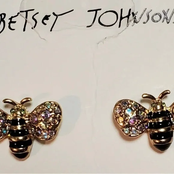 Betsy Johnson Bee Rhinestone Stud Earrings - Picture 4 of 12